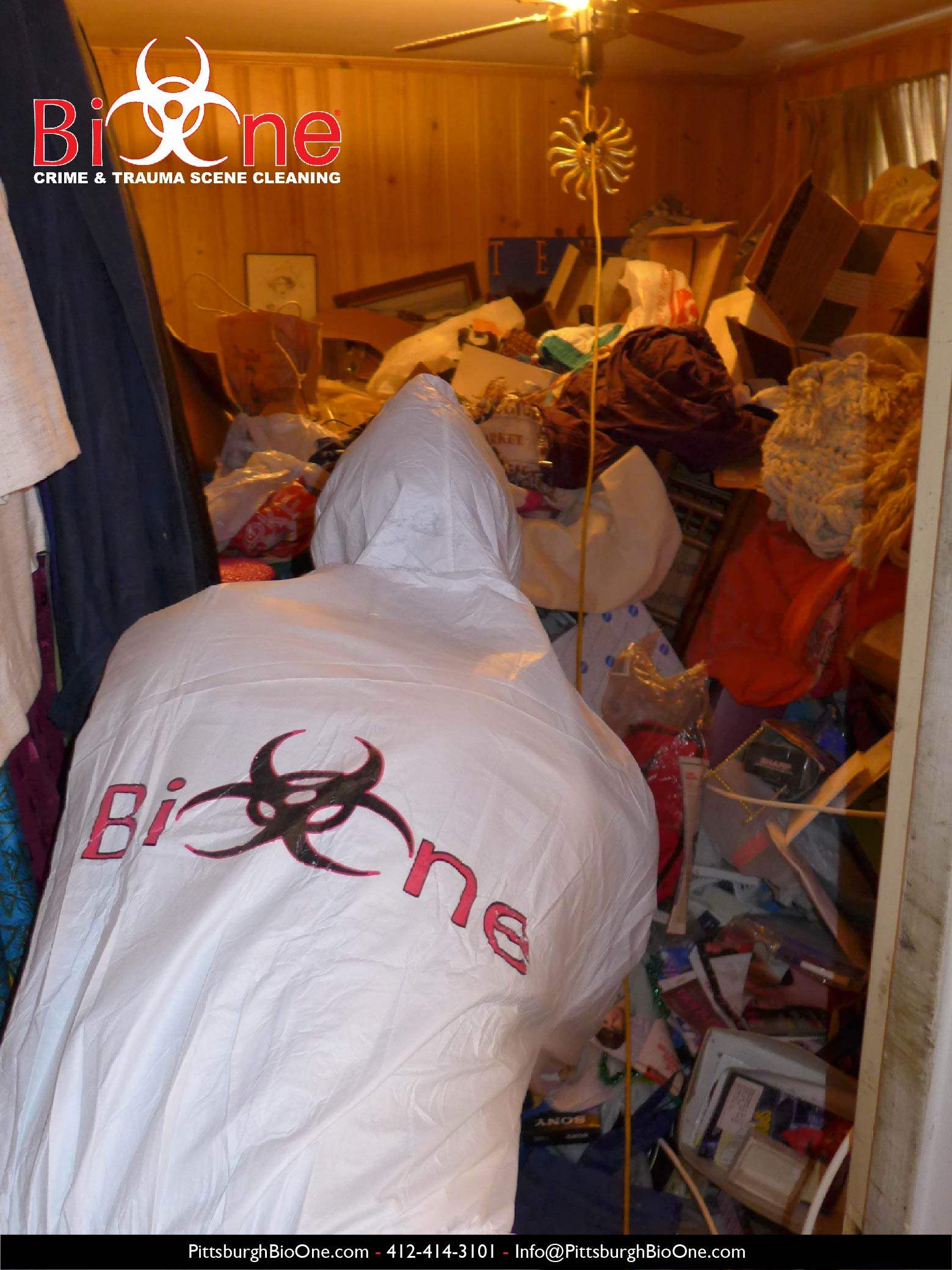 Technician entering a hoarded property. Photo credit: Bio-One of Pittsburgh.
