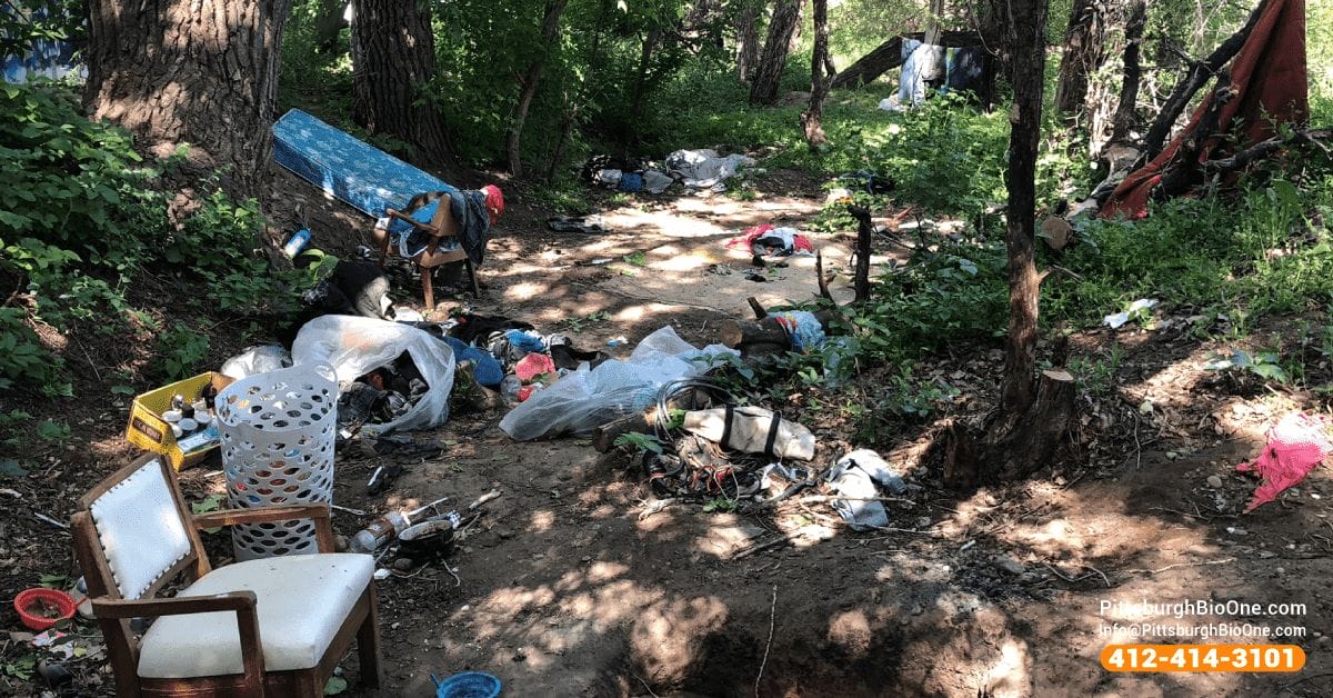 Cleaning up homeless encampments entails several health and safety concerns that should be addressed by professionals.